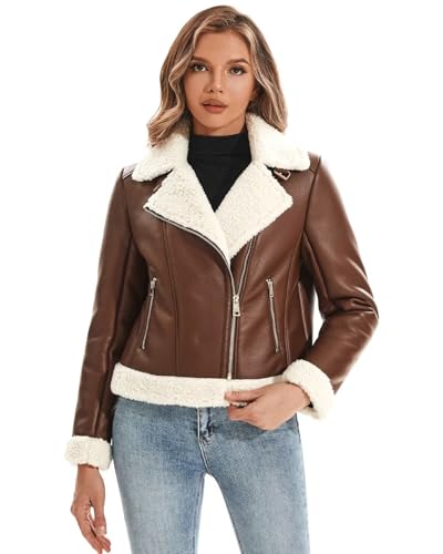 10 Best Aviator Jackets for Women to Elevate Your Style Game 6 Women's Faux Shearling Moto Jacket