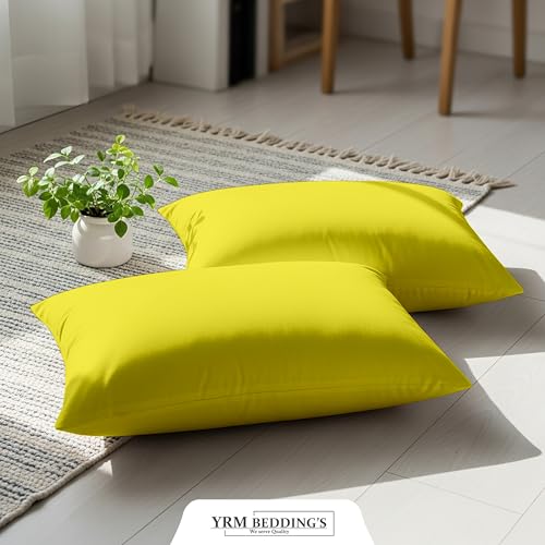 Image of YRM Bedding's - Egyptian Cotton 600TC Pillow Cover | Premium Pillowcases | Luxury Bedding-Export Collection | High Thread Count Durable & Breathable Covers - Vanilla Yellow | [17''x29''] Inches