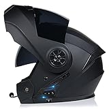 QXFJ Klapphelm Mit Bluetooth Motorradhelm Mit Doppelvisier Integrierter Bluetooth-Helm Dot/Ece Genehmigt Motorrad Full Face Helm Rollerhelm Anti-Fog-Doppelspiegel Sturzhelm Unisex