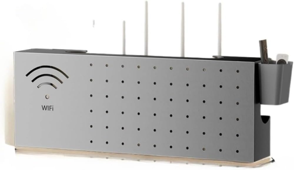 BLINGOODルーター配置ラック、収納ボックス、 パンチ穴なしの壁掛けセットトップボックス収納ラック、 壁掛けWiFiケットシール