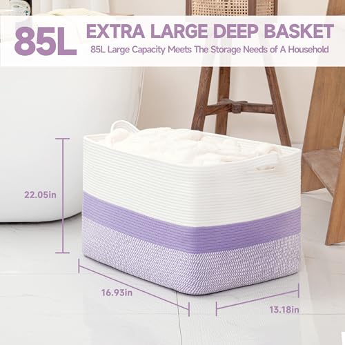 50% Off CLHMILY&Z Cotton Rope Storage Basket - Purple & White
