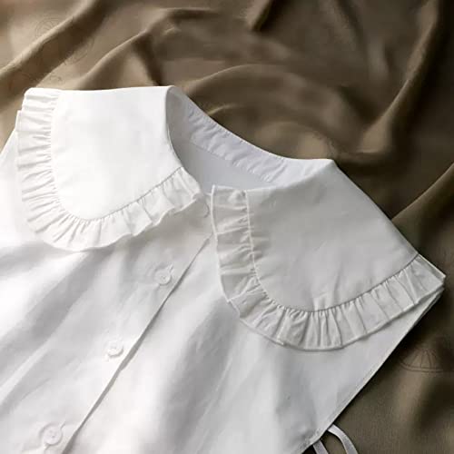 Wenlooy Cotton Fake Collar Detachable Blouse Dickey Collar Half Shirts Faux False Collar For Women & Girls Favors (Round Neck Scollop White) #TOP3