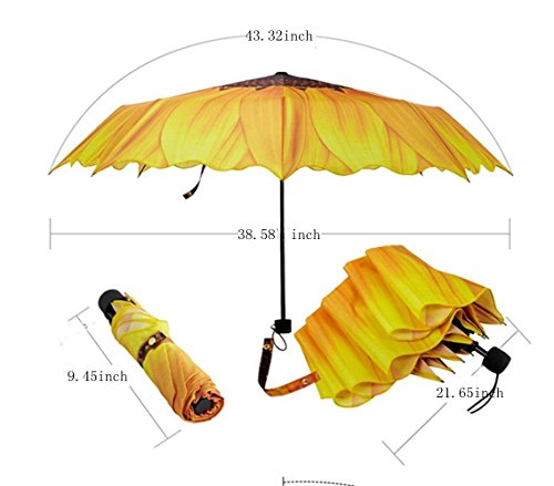 Nvlfhy Sunflower Umbrella Manual Three Folding Windproof Opening And Closing Anti-Ultraviolet Sun Umbrella #TOP5
