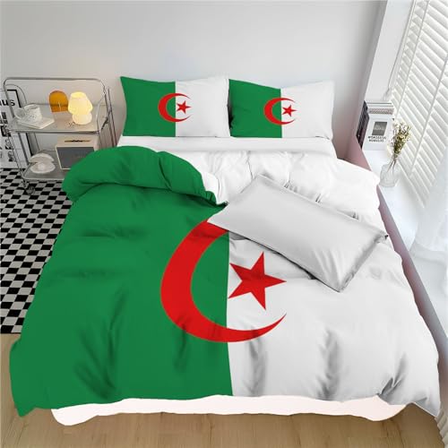 Housse de couette drapeau algérien 200x200 parure de lit microfibre sans repassage - 6