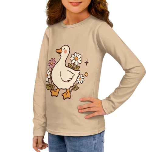 Image of Girls Long Sleeve T Shirt Cute Cartoon Crewneck Shirt for Kids 3-16Y Fall Winter Clothes