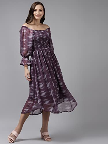 Image of Aarika Women's Cotton Blend Skater Knee-Length Dress