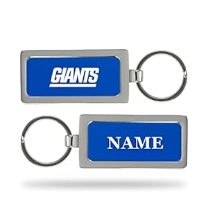 Rico Industries NFL Football New York Giants Royal 3.75″ x 1.25″ Personalized Two Sided Metal Keychain – Custom with your Name – Great Every Day Accessory Item for Fan