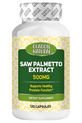 Oladole Natural Saw Palmetto Extract- 500mg (120 Capsules) | Prostate Health Support DHT Blocker Promotes Urinary Tract Health Hair & Immune Health | Enhanced with Antioxidant | Non-GMO Gluten-Free
