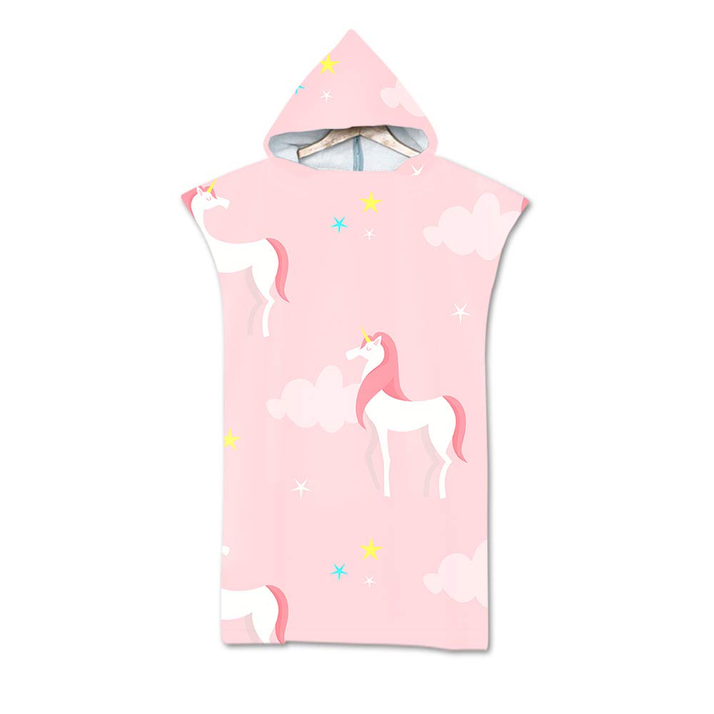 Poncho Da Bagno Bambini Unicorno 100% Cotone - Accappatoio Con Cappuccio Per Spiaggia E Piscina