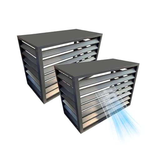 Set de 2 Cubre Aire Acondicionado Exterior，Valla for Aire Acondicionado, Resistente al Clima y al Óxido, Oculta Unidades de AC, Contenedores de Basura y Equipos de Piscina(Grey,110cm/43in)