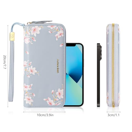 Image of Pomelo Best Wristlet Women Wallet Floral RFID Clutch Purse | Vegan Leather, Multi Credit Card, Large Capacity Zip Around Long Travel Wallets with Coin and Phone Pocket for Ladies