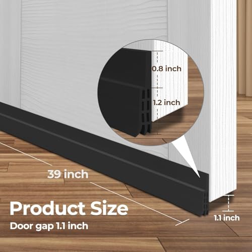 Image of Door Bottom Seal Strip Adhesive Silicone Gap Cover Strip Flexible Bottom Sealing Strip with Hollow Channel Design Roll for Door Edge Installation (Black, 3 Meter)