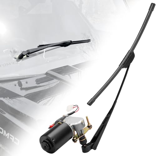 Image of JERBOR UTV Electric Windshield Wiper Moto Kit Fit for Hisun Can Am RZR Ranger Defender Pro 12V 30W 16 inch Wiper Blade