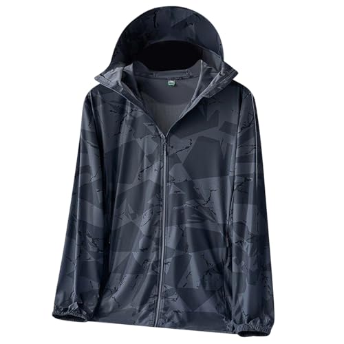 Men UPF 50+ Sun Protection Jacket Camouflage Full Zip Athletic Hoodies Lightweight Fishing Outdoor Jacket Loose Fit