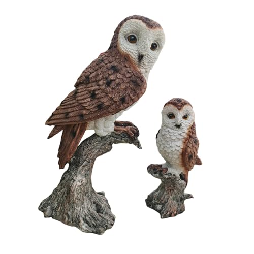 Statue de hiboux perchés en résine brune pour décoration de balcon