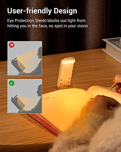 Image of DEWENWILS Book Reading Light, Amber Warm Clip On LED with 3 Adjustable Brightness for Eye Protection, Rechargeable USB, Perfect for Bookworms, Kids (White)