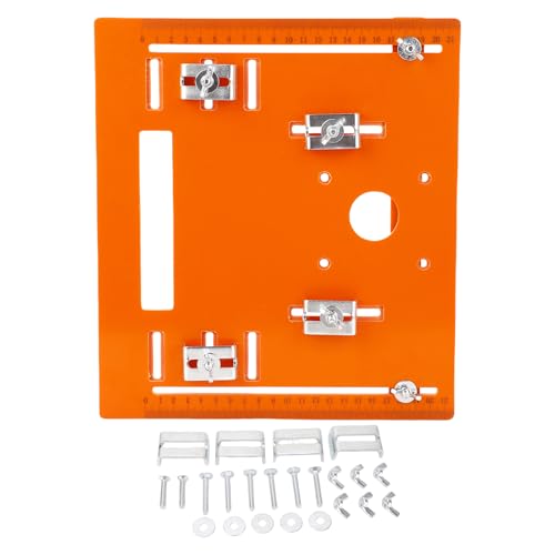 Yosoo Health Gear Placa Base de Sierra Circular de 28x25 Cm Inserto de Mesa del Enrutador con Marcas de Escala Transparente Cortada Guía, Placa de Aluminio, Mini Bancos de Carpintería Cuadrado