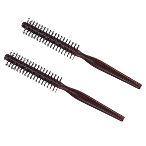 PLAFOPE 2 piezas Cepillo de Madera Natural para Peinar Rizos Masajeador Capilar Cepillo Redondo para Secado y Moldeado de Unidades para Doméstico