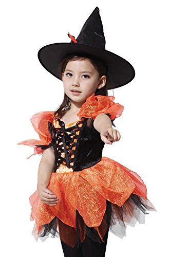 Gift Tower Hexenkostüm Kinder Hexe Karneval Fasching Kostüm Hexenkleid (M)