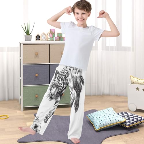 Boy's Pants Tiger Climbing Down Jogger Pants Elastic Waist Long Bottoms Trousers with Pockets 6-14 Years4