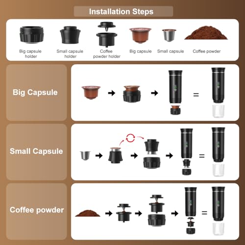 Cafetera portátil expreso con batería y capacidad 80 mL miniatura 6