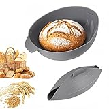 JACKANNA 3-in-1 Silikon Brotbackform Set (30 cm oval) Backen Mixen & Dämpfen Hitzebeständig bis 230°C Antihaft Lebensmittelecht (grau)
