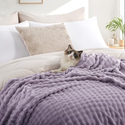 RUIKASI Bubble Decke Kuscheldecke Flauschig Violett - 150x200cm Sofadecke & Couchdecke aus Plüsch… – Ansicht 6