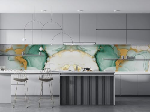 Image of VOLITO Marble Wallpaper Self Adhesive Peel & Stick Wall Sticker 60x200cm | Waterproof Oilproof Kitchen Backsplash & Furniture Vinyl Wallpaper, Easy to Apply & Clean (V-New Geen Gold)
