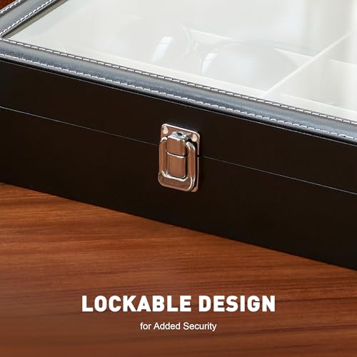 CO-Z Leather Multi Sunglasses Organizer for Women Men, Eyeglasses Eyewear Display Case with 8 Slots, Jewelry Watch Organizer, Sunglasses Jewelry Collection Case, Sunglass Glasses Storage Holder Box3