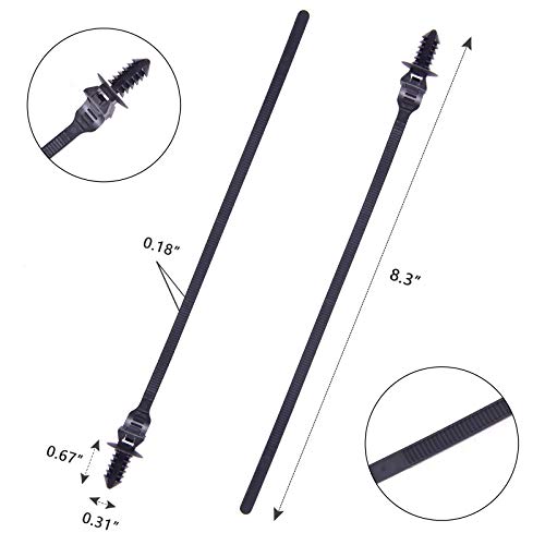 80 Pack Nylon Push Mount Cable Zip Tie, 8.3"X0.18" Heavy Duty Nylon Push Mount Self Locking Uv Resistant Assortment For Indoor Wire Tying (Black) #TOP1