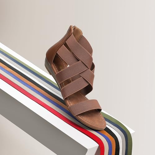 Image of DREAM PAIRS Women's Elastic Ankle Strap Sandals Gladiator Strappy Low Wedges Sandals
