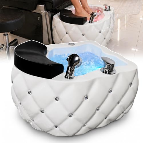 Baño de pies acrílico portátil con masaje y LED blanco miniatura 1