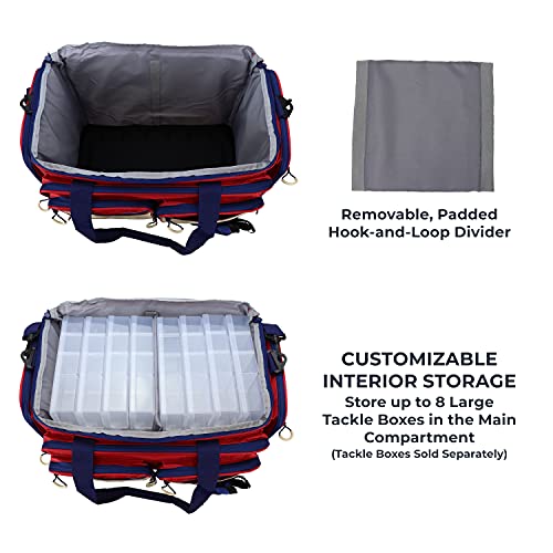 Osage River Large Fishing Tackle Bag, Saltwater Fishing Gear Bag, Tackle Box Organizer With Waterproof Non-Slip Bottom, Padded Shoulder Strap, And Fishing Pliers, Fishing Gifts For Men, Red #TOP3