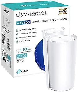 TP-Link Deco X95 AX7800 Whole Home AI-driven Mesh Wi-Fi 6 System, Tri-Band, Connect up to 200 devices, Cover up to 3,100 ft2, 1.7 GHz Quad-Core CPU, HomeShield Security, Easy setup, Pack of 1