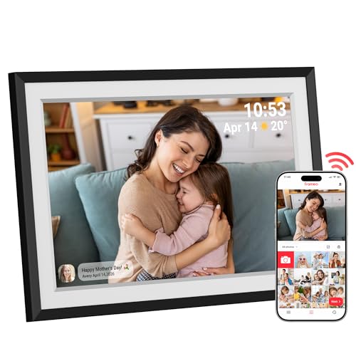 Frameo Digital Picture Frame &ndash; 10.1 Inch Smart Wi-Fi Photo Frame with Easy App Connection, for Women, Mom, Grandma, Wife, Girlfriend, Wedding Gift, Share Memories Instantly via Free App