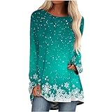 Camisetas de Navidad para mujer, ajuste holgado, largas, lisas, para verano, otoño, 2024, Y2K, I-127 Menta Verde Lima Navidad, XL