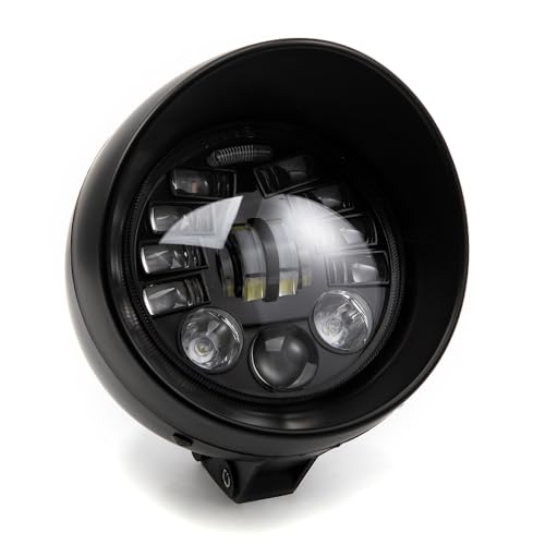 evomosa Motorcycle headlight 7'' Universal Retro front headlight for Cruiser Cafe Racer CA250 Steed 400 600 Steed400 Steed600 Magna Magna250 (Black)