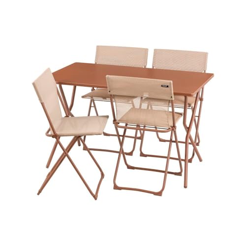 Lafuma MOBILIER - Ensemble 1 Table Rectangle, 4 Chaises Pliantes Ultra-compactes - Balcony - Acier...