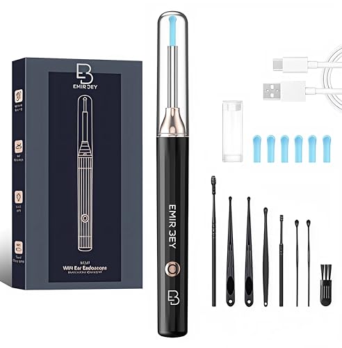 EMIR BEY® Otoscopio Limpiador de Oídos 1080P WiFi – Cámara HD con 6 LED – Puntas de Silicona Seguras – Compatible Android/iOS – Kit de Limpieza Profesional EMIR BEY® Otoscopio Limpiador de Oídos 1080P WiFi – Cámara HD con 6 LED – Puntas de Silicona Seguras – Compatible Android/iOS – Kit de Limpieza Profesional