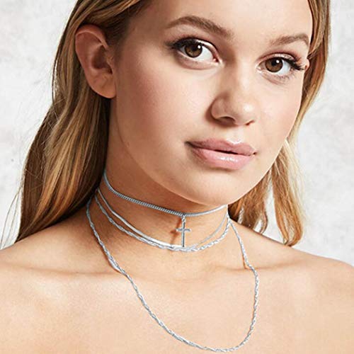 Preisvergleich Produktbild Jovono Boho mehrschichtige Halsketten mit Schlangenkette Kragen Halskette Kreuz Anhänger Schmuck für Frauen und Mädchen (Gold)