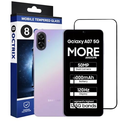 Image of Premium Tempered Glass Screen Protector Compatible for Samsung Galaxy A07 5g with Edge to Edge Coverage - Case Friendly, Anti-Scratch & Bubble-Free Installation Kit (Pack Of 1)