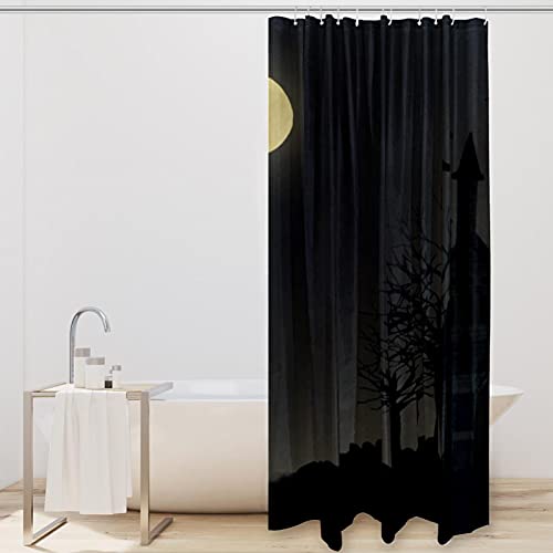 Rideau de douche Halloween château de nuit imperméable grand format coloré - 3