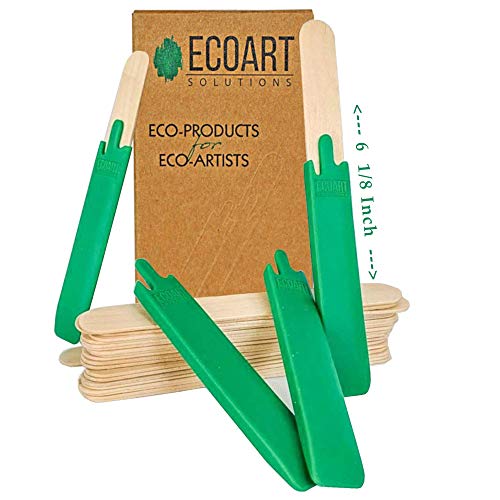 ECOART SOLUTIONS Reusable Stirring Sticks for Resin and Epoxy - 4 Silicone Cover and 24 Wooden Popsicle Sticks for Mixing and Blending Paint, Epoxy, Resin, and Oil Green