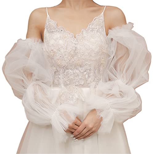 Xinsheinelry Detachable Elastic Sleeves Bride Wedding Arm Decorate White Ruffle Puff Sleeve For Bridal Accessories Gloves