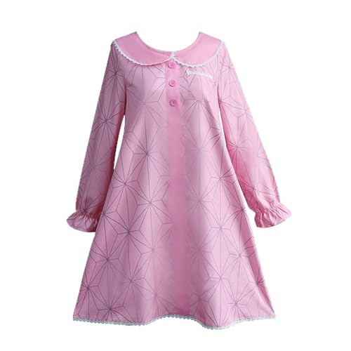 Satdflie Demon Slayer Mujeres Pijamas Nezuko Kamado Vestido Disfraz de Cosplay para Niñas Anime Personaje Camisa de Navidad con Accesorios, para Anime Fans Regalo, Rosa, XXL