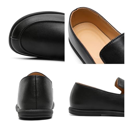 Men's Luxury Slip-On Loafers Black Genuine Leather Lightweight Comfort Casual Smoking Slipper for Work Office Weekend Travel Driving Walking Soft Concise Style Moccasins Boat Shoes2