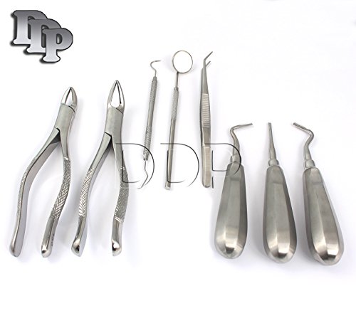8 PCS Basic Dental EXTRACTING Extraction Forceps Elevators Set