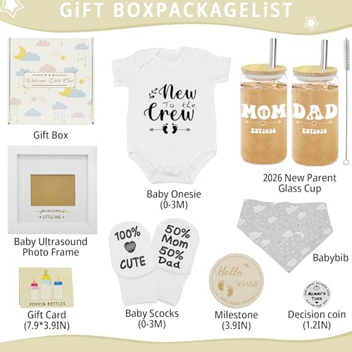 Image of New Parents Gifts for Couples,Gender Reveal & Baby Shower Gifts with First Time New Mom and Dad to Be Glass Cups Set,Expecting Parents to Be 2026,Pregnancy Announcemen,New Mom Gift