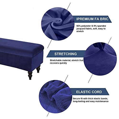 Image of FUANGUI Ottoman Cover Stretch Storage Ottoman Bench Slipcover Printed Folding Storage Bench Ottoman Cover Footrest Stool Slipcover Footstool Protector Cover with Elastic Bottom
