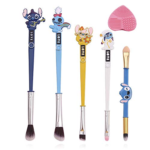 Interstellar Baby Makeup Brushes Set -5 Pc Fairy Makeup Brushes with Soft Pink Fiber and Metallic Handle,Cartoon Cosmetic Brushes With Cute Pink Bag (Blue)